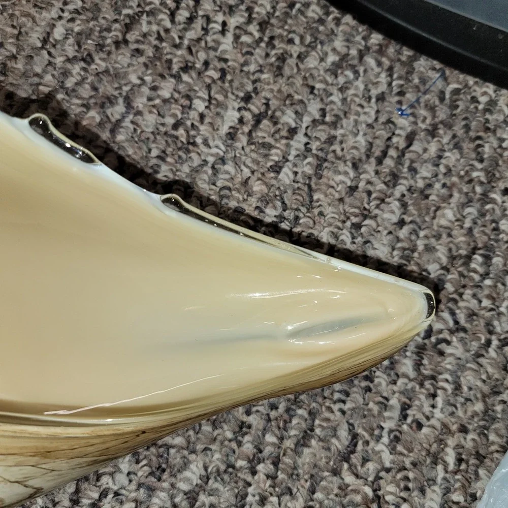 Vintage 1970s Beige Green Bowl Polish Cello Jozifina Home Decor Seashell